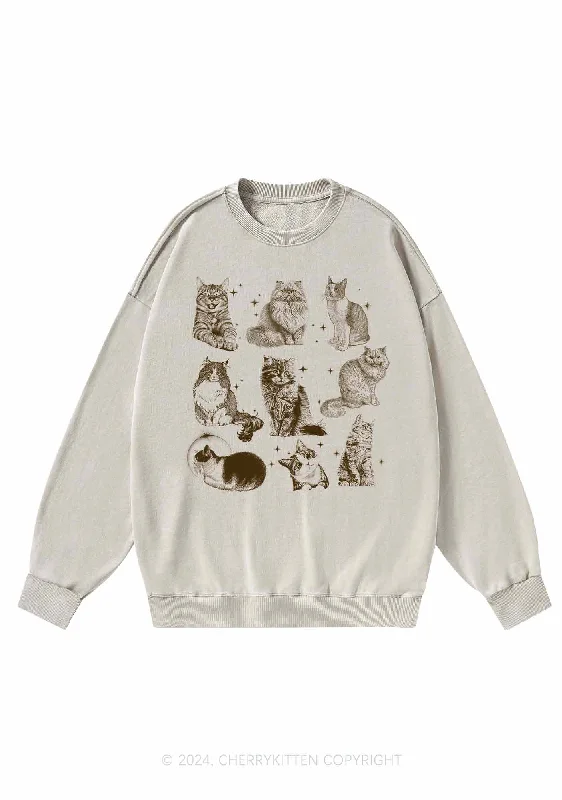 Retro Kitten Y2K Washed Sweatshirts Cherrykitten