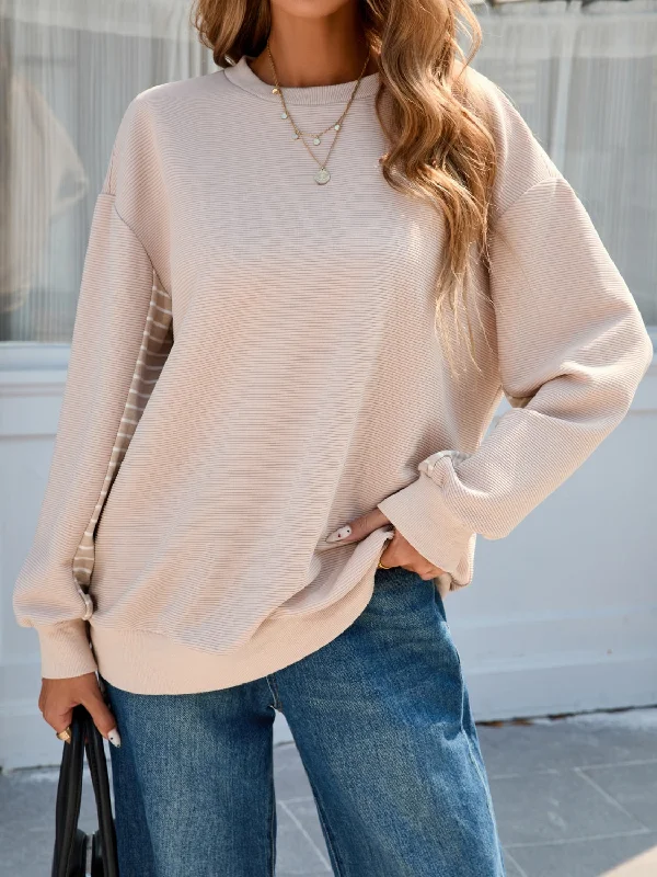 Striped Patchwork Long Sleeve Sweatshirt