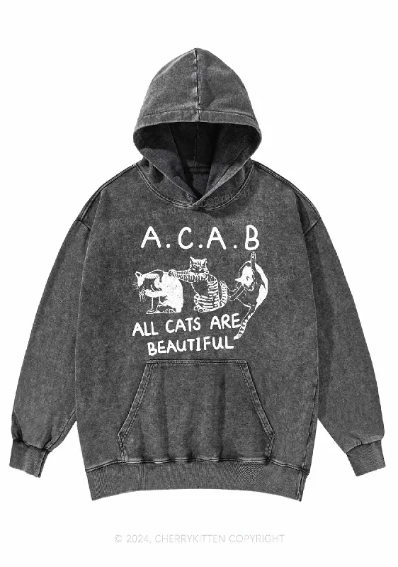 ACAB Cats Y2K Washed Hoodie Cherrykitten