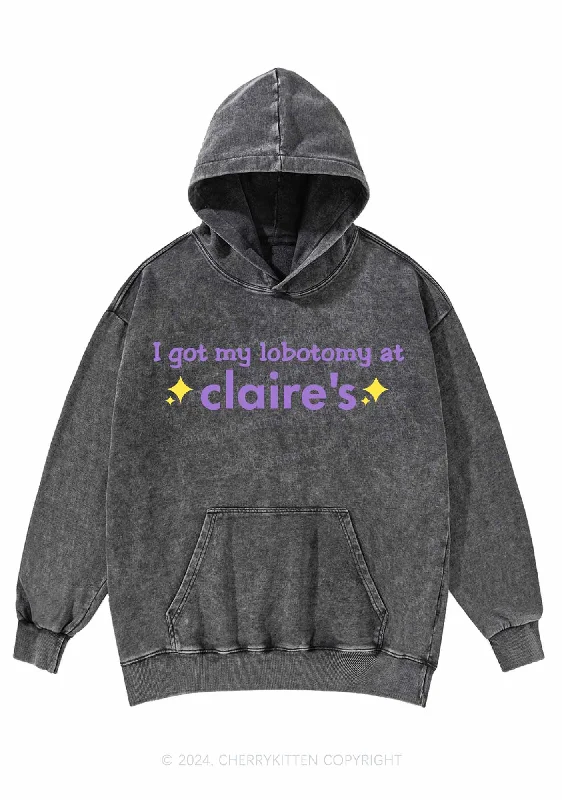 I Got My Lobotomy At Claire's Y2K Washed Hoodie Cherrykitten