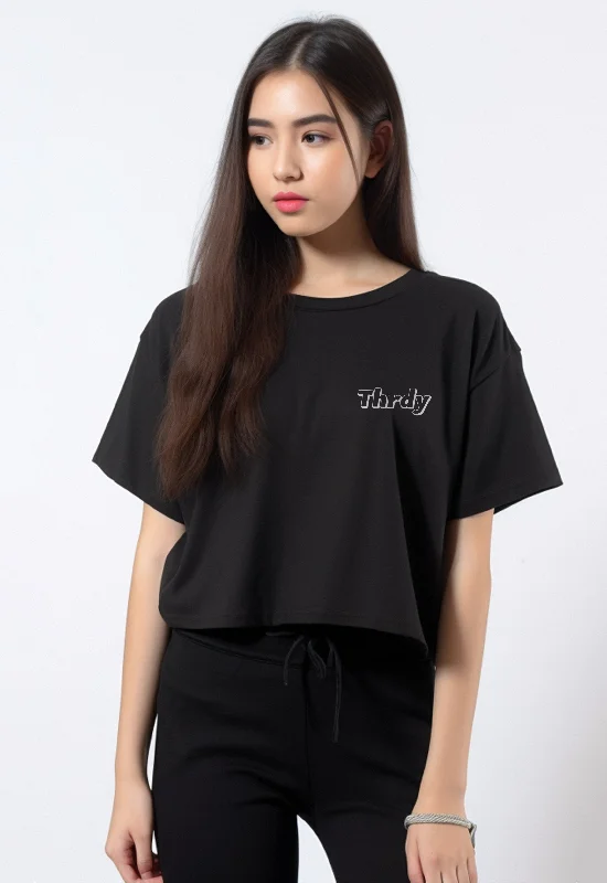 LTF41 oversize crop top kaos wanita instacool OLC "thrdy copic" hitam