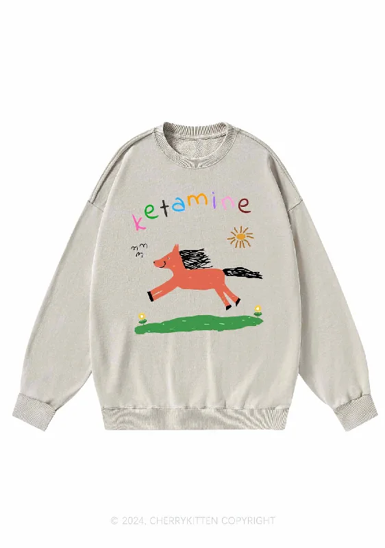 Orange Pony Y2K Washed Sweatshirts Cherrykitten