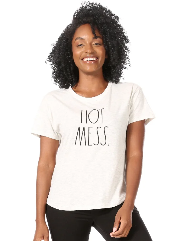 Women's "HOT MESS" Short Sleeve Shirttail Hem T-Shirt