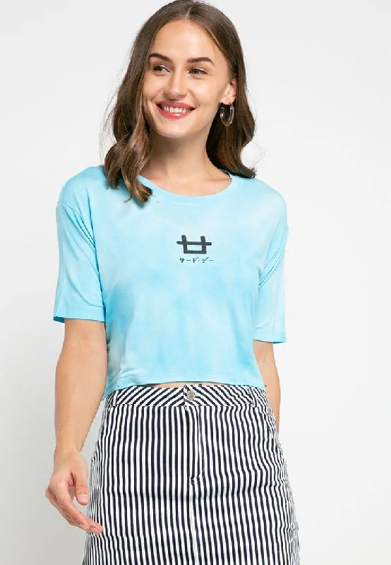 Third Day LTD35 OLC crop top tie dye light blue