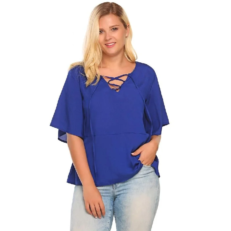 ANALUKE Solid Feminino Pullovers Short Sleeve Blouse