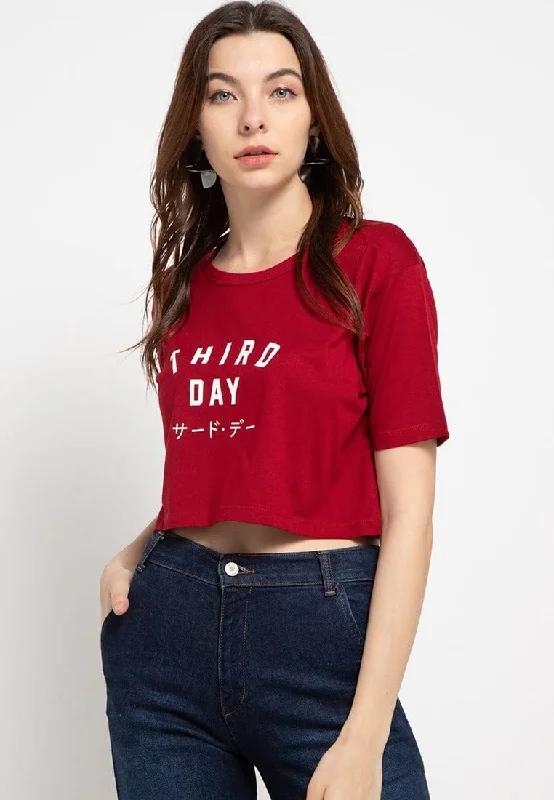 Third Day LTC80 Cl Crop Top Td Simple  Kaos Maroon