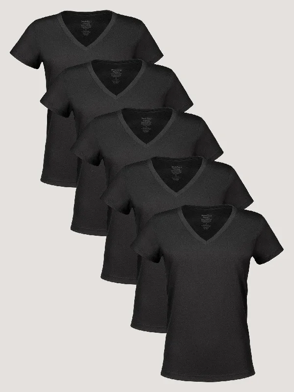 Women's V-Neck All Black 5-Pack