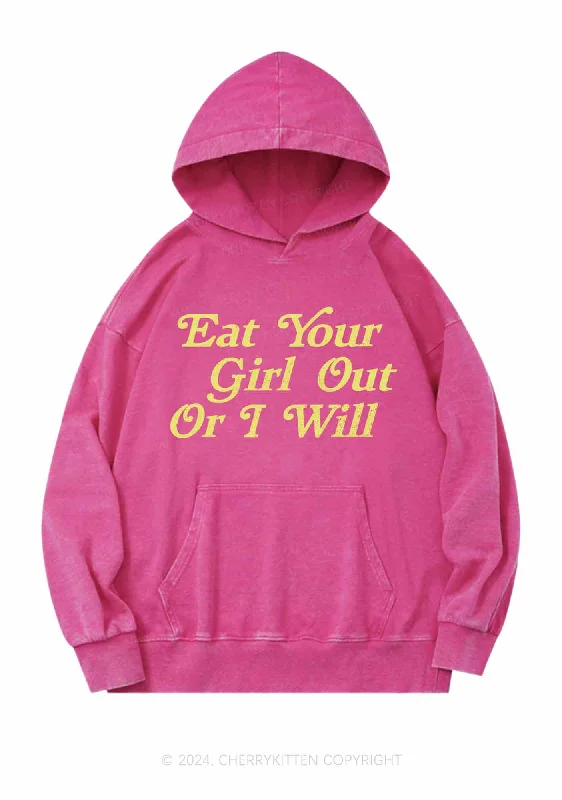 Eat Your Girl Out Y2K Washed Hoodie Cherrykitten