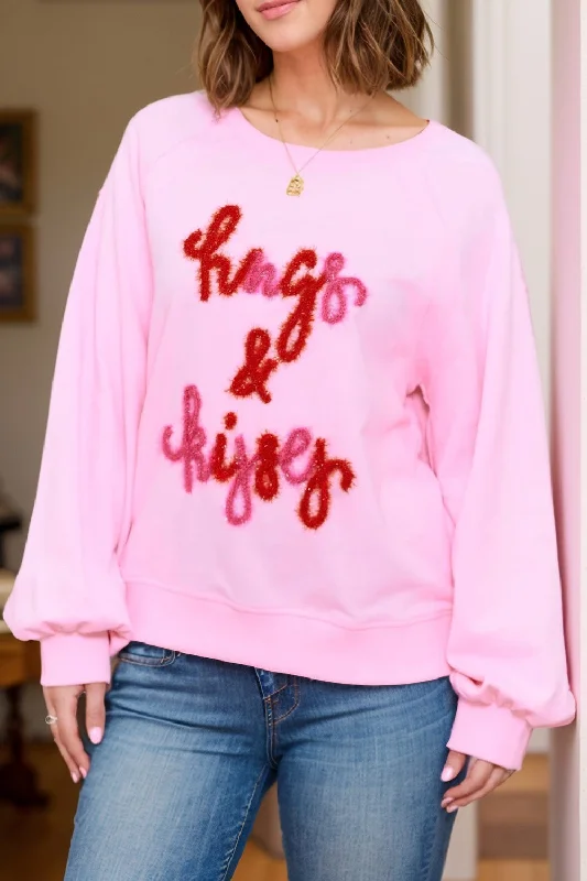 Hugs & Kisses Round Neck Long Sleeve Sweatshirt