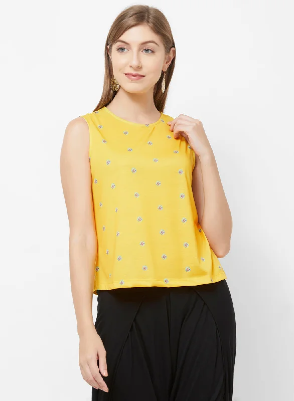 Yellow Sleveless Crop Top